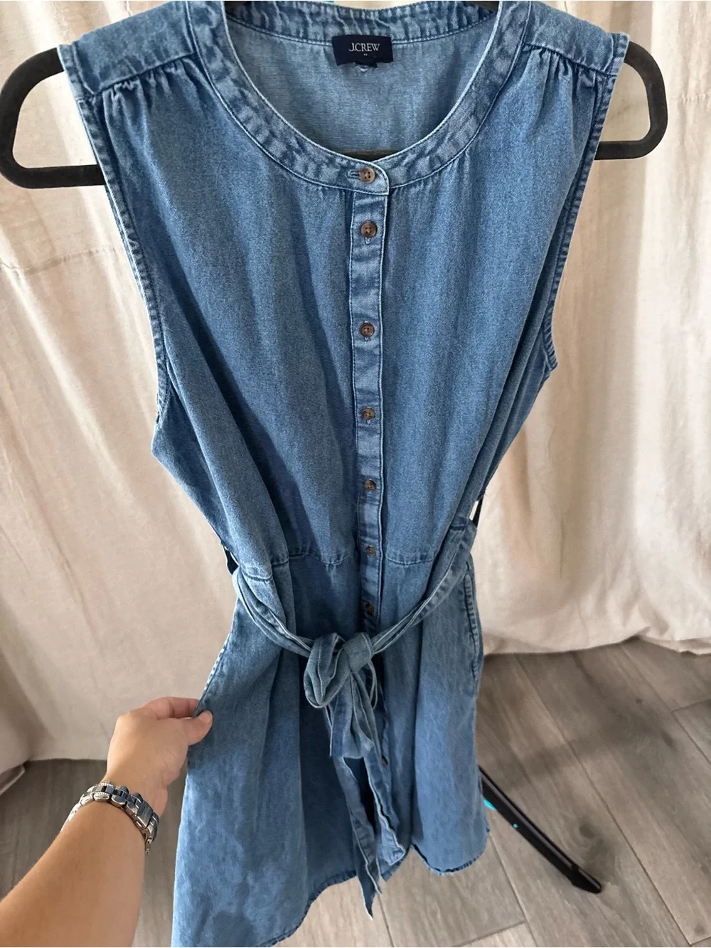 J. Crew Light Blue Chambray denim Button-Front Dress